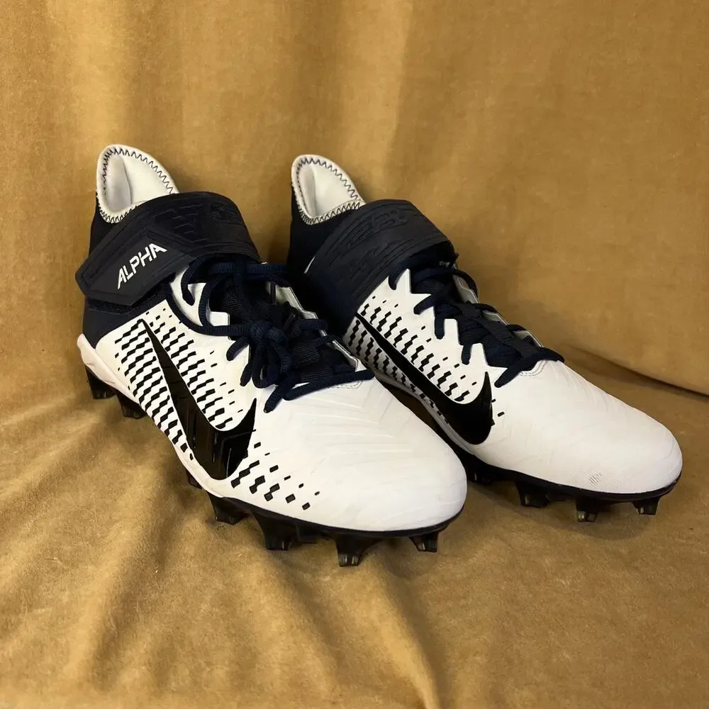 Nike Alpha Menace Pro‎ 2 Mens Size 12 White Navy Blue Football Cleats BV3945-102
